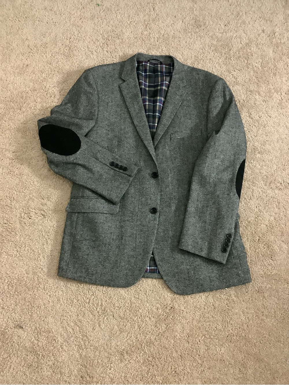 U.S. Polo Assn. Y2K Gray Wool-Blend Sport Coat with Black Elbow Patches